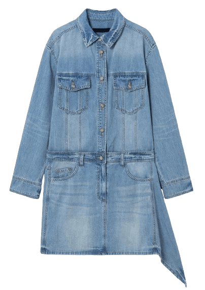 데님 셔츠 디테일 미니 원피스