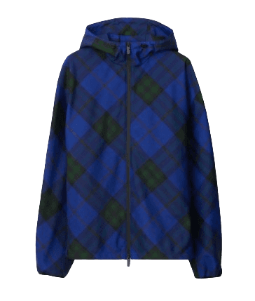 Logo-Appliqued 체크 트윌 후드 트랙 자켓