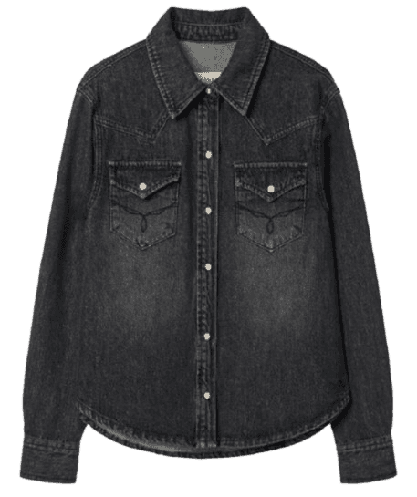 kume Western Pocket Denim Shirt Black
