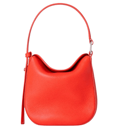 Mini Anna Hobo Bag In Leather Tangerine