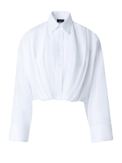 Short Cotton Voile Blouse with Wide Sleeves