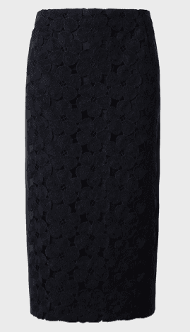 Anemone Embroidered Crepe Pencil Skirt