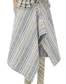 보테가베네타 코튼 체크 랩 스커트