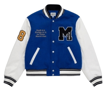 MARITHE MOUVEMENT EMBLEM VARSITY JACKET BLUE