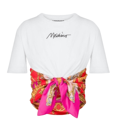 SCARF DETAIL CROPPED T-SHIRT