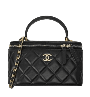 Vanity With Chain Lamskin & Gold Black