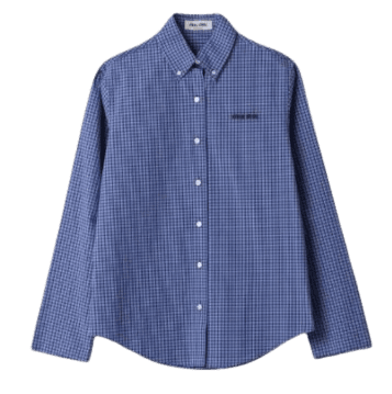 미우미우 사파이어 블루 체크 셔츠