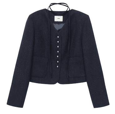V-Neck Strap Tweed jacket