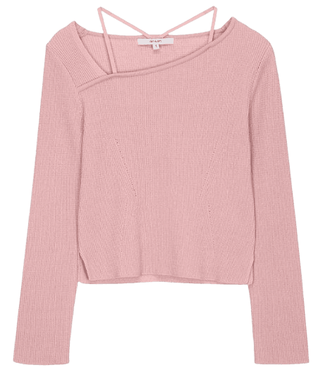 끈 디테일 스퀘어넥 풀오버