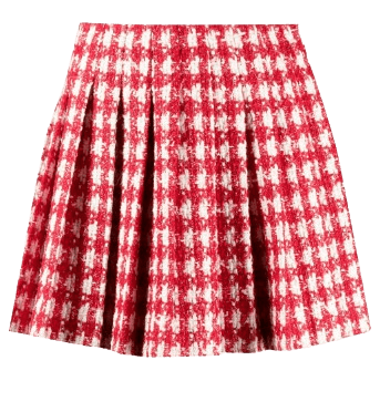 레드 체크 부클레 플리츠 미니 스커트