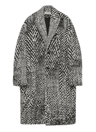 로에베 코트 울 혼방 Black White