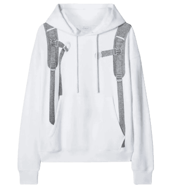 Off White Backpack Skate Fit Hoodie In White