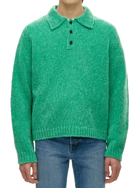 솔리드옴므 그린 울 셔닐 카라 넥 니트