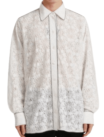 YOLO Oversized Lace Trim Shirt