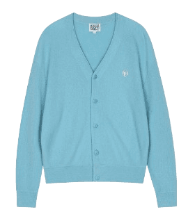 V NECK MERINO WOOL CARDIGAN MINT