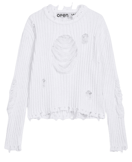 DAMAGED HEART PULLOVER White