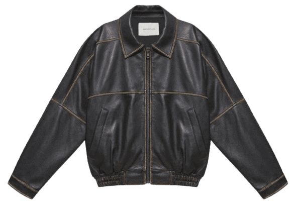 오버사이즈 빈티지 레더 블루종