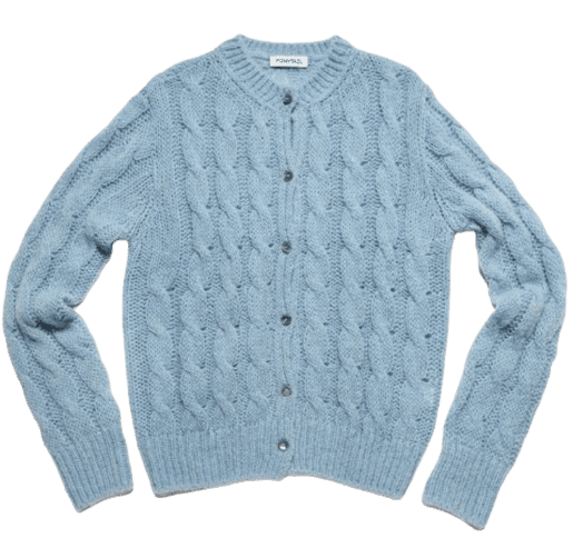 PONYTAIL Grandma Chunky Knit Cardigan (Sky Blue)