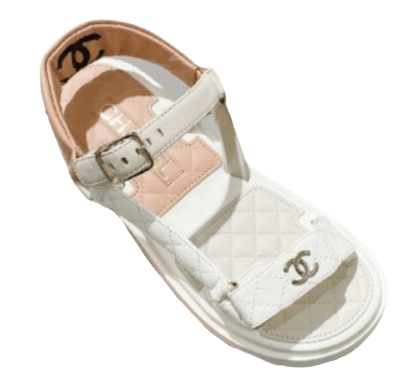 CC 로고 퀼팅 벨크로 스트랩 가죽 샌들 G38880