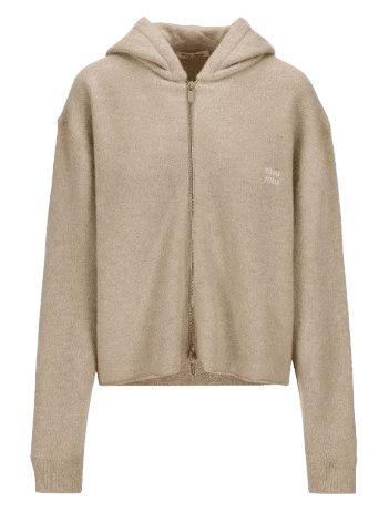 미우미우 집업 니트 후드 sabbia