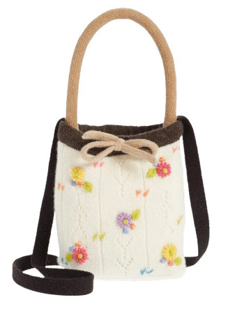 YANYAN 얀얀 여성 리본 파우치 니트백 크림색