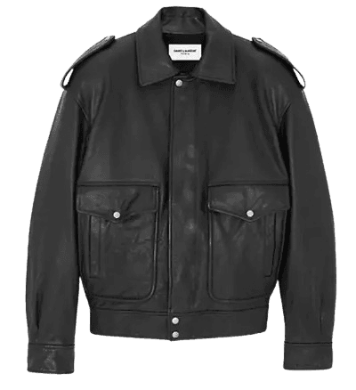 그레인 가죽 소재의 오버사이즈 재킷