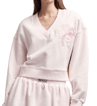 CROPPED SWEATSHIRT V NECK CLOVERMARDI SATIN_PINK