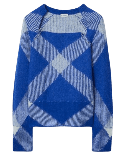 버버리 체크 알파카 울 블렌드 스웨터 나이트