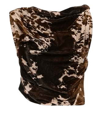 아크네 스튜디오 프린티드 트위스트 벨벳 크롭 탑