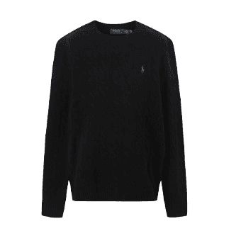 Polo Ralph Lauren Cable Knit Wool Cashmerer Sweater Polo Black