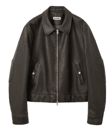 BURMULA WASHING LEATHER BOMBER JACKET (BROWN)