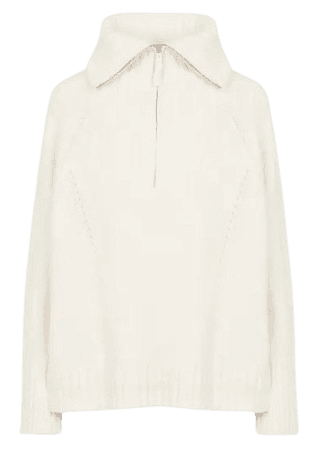 BERENICE Oversized White Jumper With Trucker Neck 17ANNSOFIA6UMT