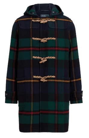 플래드 울 블렌드 더플 코트