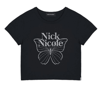 BUTTERFLY SIGNATURE CROP TOP_BLACK SILVER