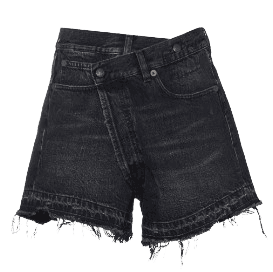 R13 크로스오버 웨이스트 로우 헴 쇼츠