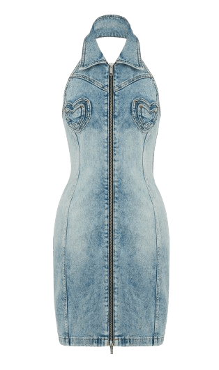 모스키노 HEART POCKETS STRETCH DENIM DRESS