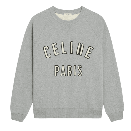 CELINE PARIS 루즈 스웨트셔츠 코튼 플리스 그레이