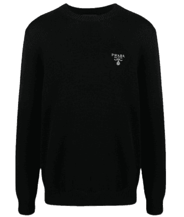 Prada Black Crewneck Sweatshirt With Triangle Logo