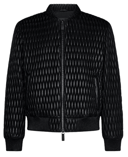 남성 퀼티드 레더 집업 봄버 자켓(A513309008)엠포리오 아르마니