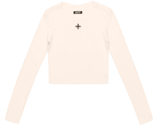 SMFK COMPASS 크로스 리브 니트 탑 (화이트)