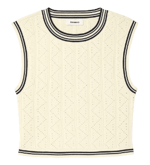 Sandro 포인텔 니트 슬리브리스 탑