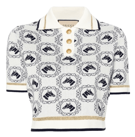 구찌 여성 홀스 승마 코튼 자카드 탑