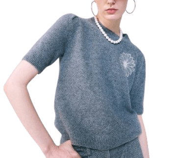 RACCOON BLENDED TOP SHORT SLEEVE_GREY IVORY
