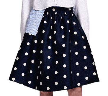 VOLUME MIDI SKIRT CRAPE DOT_NAVY