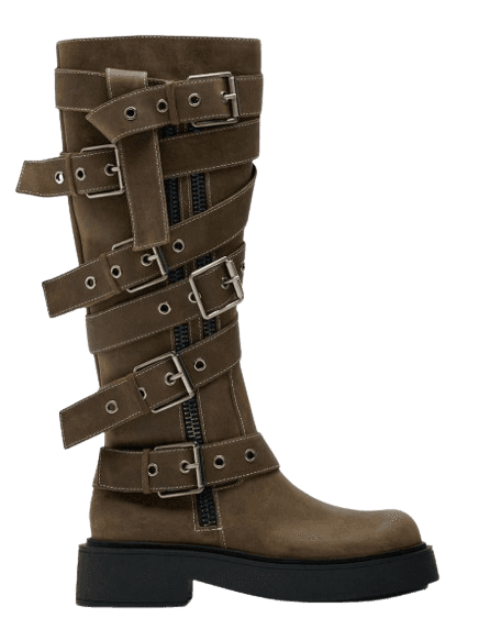 ZARA 버클 레더 롱 부츠 3072 210 BROWN