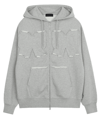 YOUHEE RIBBON HOOD ZIP-UP MELANGEGREY