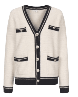 올리브데올리브 배색 포인트 니트 가디건