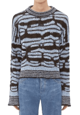 보테가베네타 물결 모양 스트라이프 코튼 점퍼