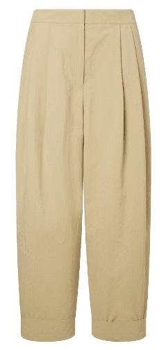 DAKS LADIES 베이지 솔리드 배기핏 카브라 밴딩팬츠