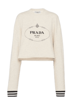 프라다 오버사이즈 코튼 플리스 스웨트셔츠 내추럴 134676 1X6Q F0018 S 232